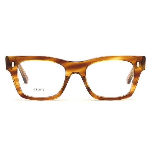 NEW CELINE SQUARE EYEGLASSES CL50011F 056 BROWN CLEAR CELINE EYEWEAR - Picture 2 of 3